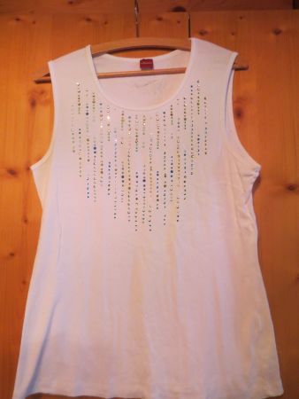 Weisses Sommer Top von Olsen mit Pailletten, Grösse 44