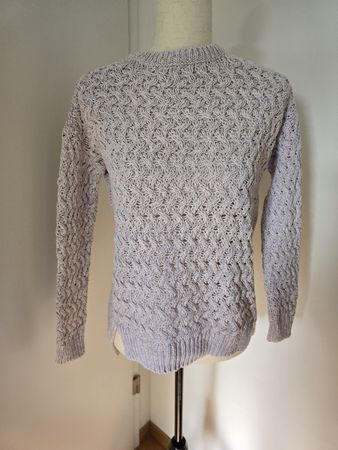 Bershka Zopfstrick Pullover S – Flieder Rosa Glitzer Lurex 