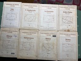 8 antike Wanderkarten Schweiz 1:25000, Jahre 1964-1973