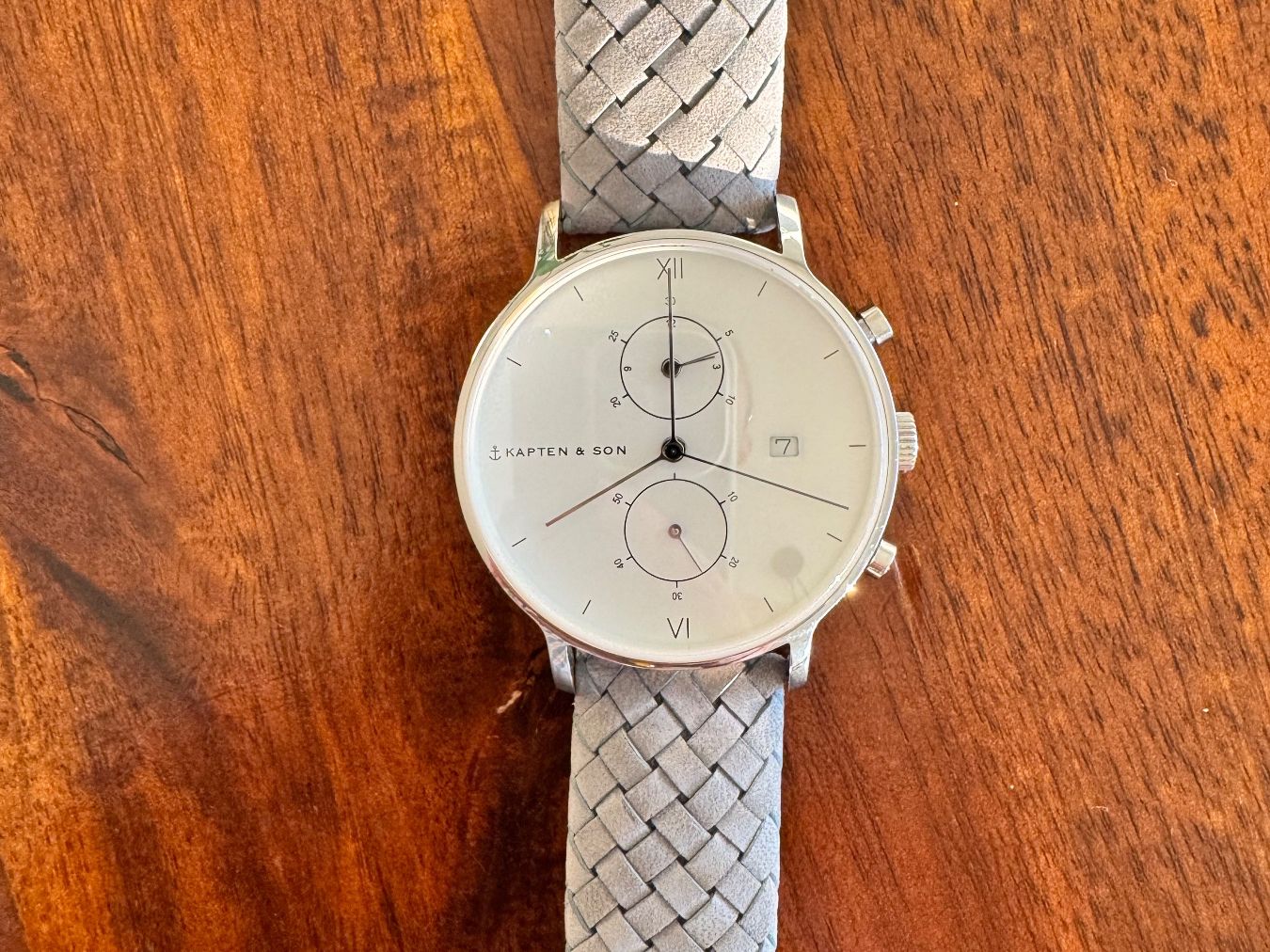 Kapten & Son Orologi: Kapten & Son Chrono Silver Grey Woven Leather 40mm – Usato da Leibstadt venduto da Bimba4