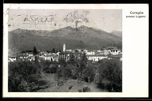 Cartoline postali: AK Cureglia, Paese con chiesa e montagne – Usato da Berlin venduto da bartko-reher
