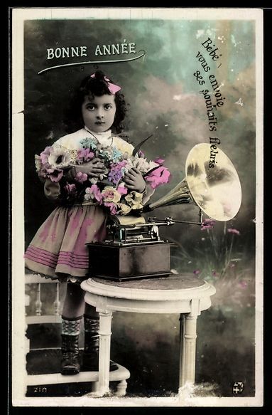 Ansichtskarten: AK Bonne Année, Kind mit Grammophon – Gebraucht aus Berlin von bartko-reher