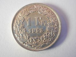 1 Fr. 1953 silber  unz ungereinigt