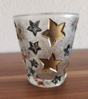 Windlicht Glas mit Sternenmuster - Winter Dekoration ⭐ N e u