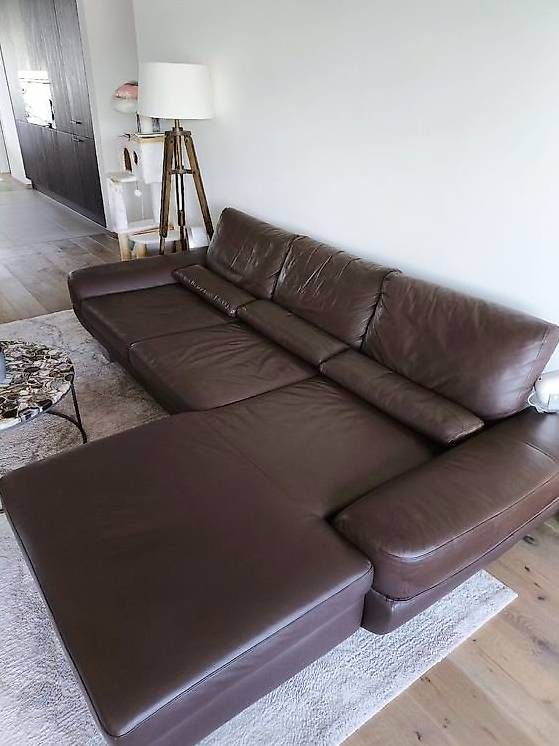 Divani: Leder Eckcouch Sofa mit Hocker, Braun – Usato da Hirzel venduto da Margarita_HandMade