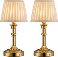 Tischlampe 2er LED-Stoffschirm kleine Tischleuchte Akku
