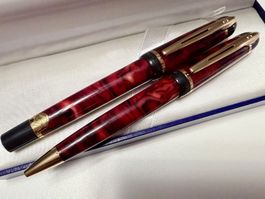 WATERMAN-Paris "Expert Mk1 RedMarble" Set stylo-bille+roller