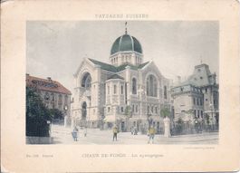 CHAUX - de - FONDS, la synagogue photo sur carton