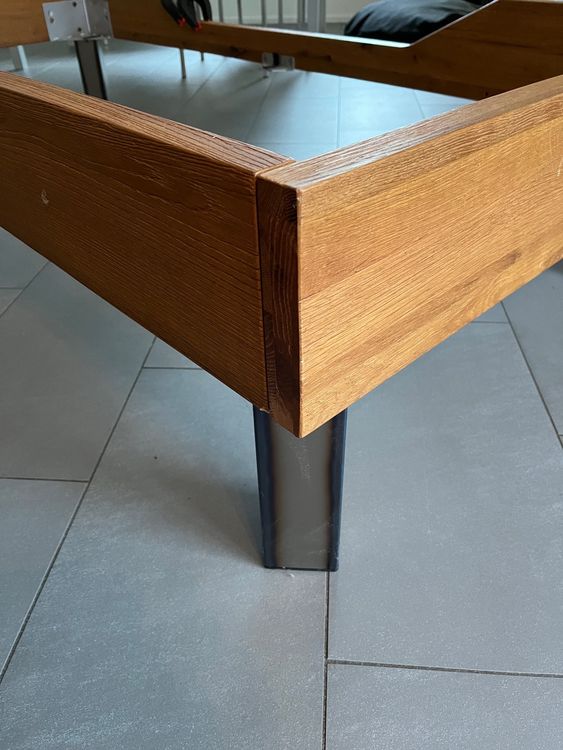 Bettrahmen Geräucherte Eiche 90 x 200 cm Ingenieurs Holz