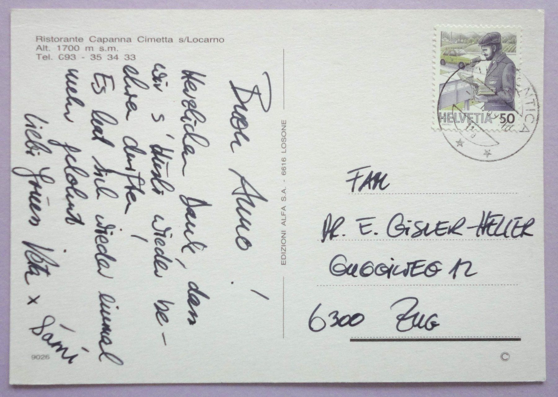 Cartoline postali: Cardada-Cimetta, Rist. Capanna – Usato da Fétigny venduto da Billy2miny 1