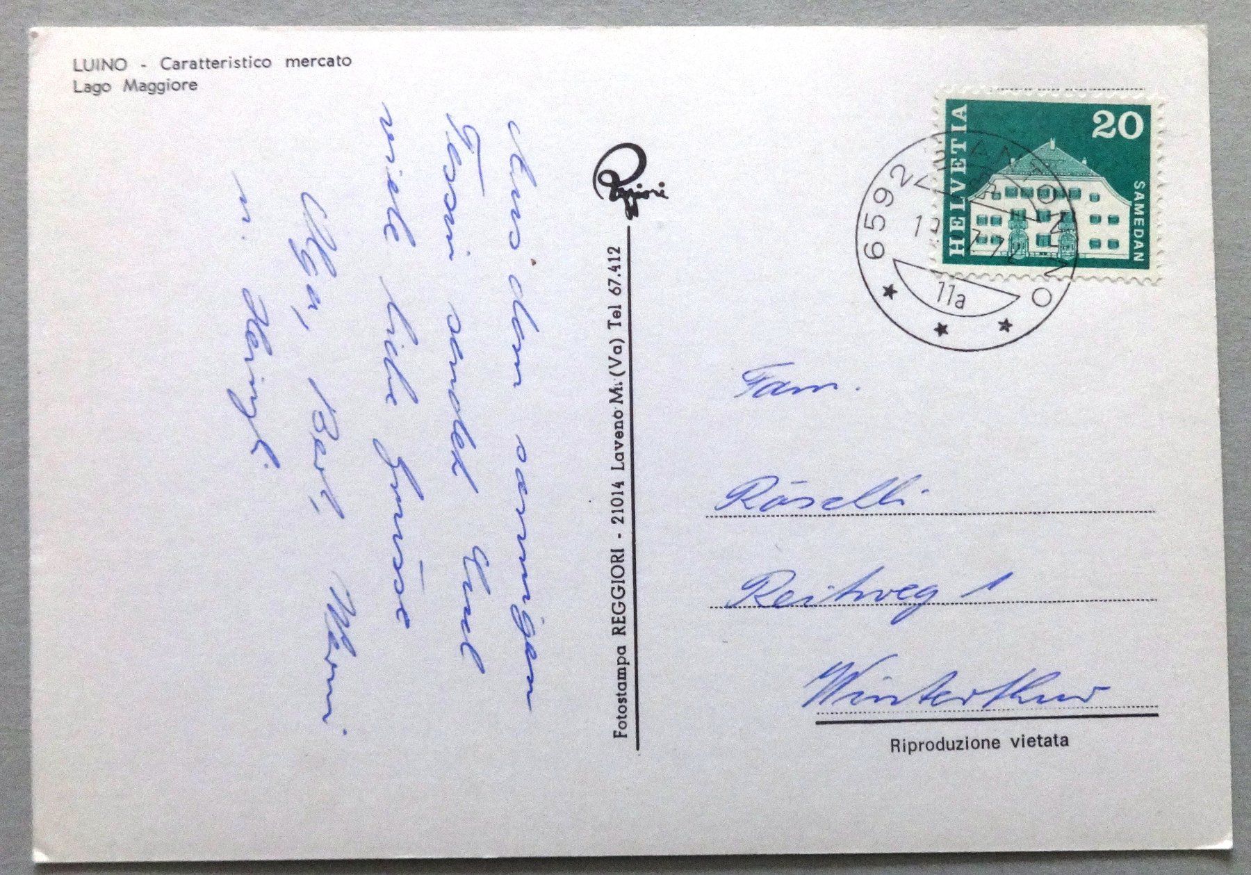 Cartoline postali: Luino - Caratteristico mercato – Usato da Fétigny venduto da Billy2miny 1