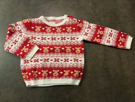 Baby Pullover C&A rot weiss Rentier Muster Grösse 92