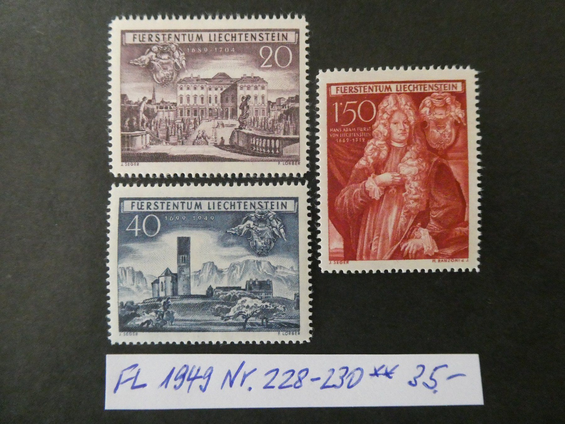 Tutti i francobolli: FL 1949 Nr. 228-230 postfrisch – Usato da Lausen venduto da Herbamare01