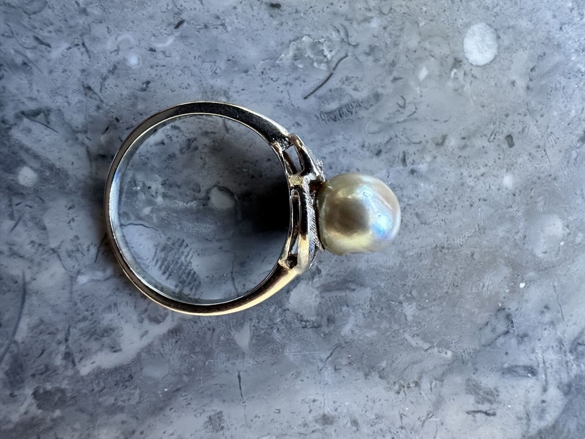Anelli: Perlenring mit Diamant 14k Weissgold – Usato da Baden venduto da Marytumby 3