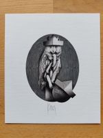 Exlibris Krzysztof Marek Bak - Computergrafik Eule signiert