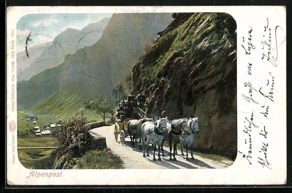 Cartoline postali: AK Alpenpost, Postkutsche unterwegs – Usato da Berlin venduto da bartko-reher