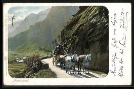 AK Alpenpost, Postkutsche unterwegs