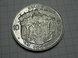 Belgien 10 Franken, 1969 Legende in niederländisch - "België