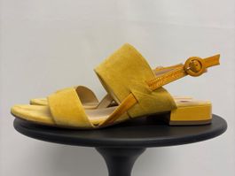 Högl Sandalen Gr. 37.5 / 38 Gelb Wildleder Blockabsatz