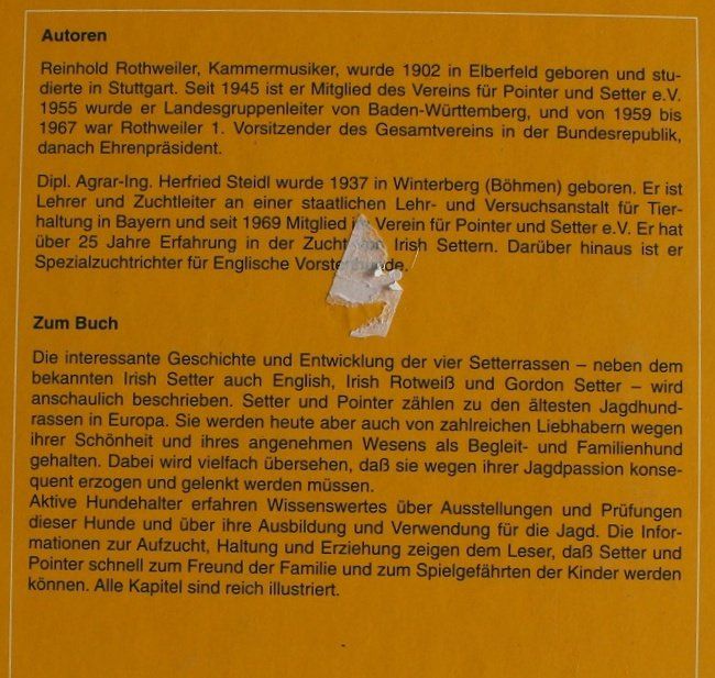Livres: Setter und Pointer - Rasseportrait – D'occasion à Schlatt TG par annesbuecher 1