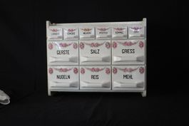 Gewürzregal Keramik mit 9 Schubladen antik