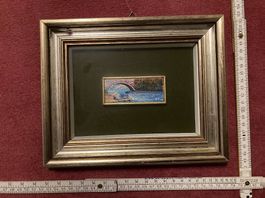 Quadretto Dipinto Paesaggio Rustico Cornice colore Argento