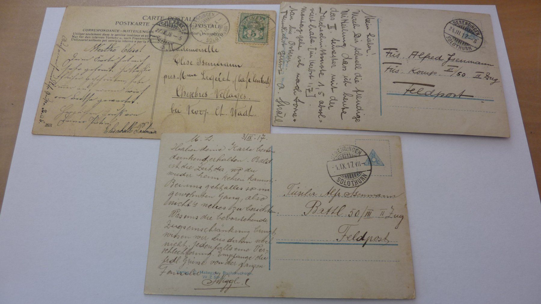 Cartoline postali: 3 ver. uralte Ansichtskarten : Derendingen 1906-1917 – Usato da Birrwil venduto da Schnaepli 3