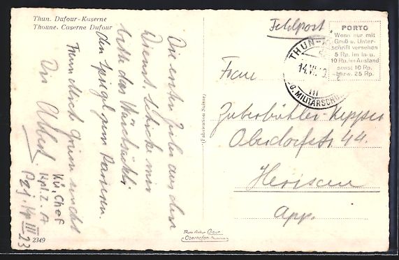 Cartes postales: AK Thun, Blick auf die Dufour-Kaserne – D'occasion à Berlin par bartko-reher 1
