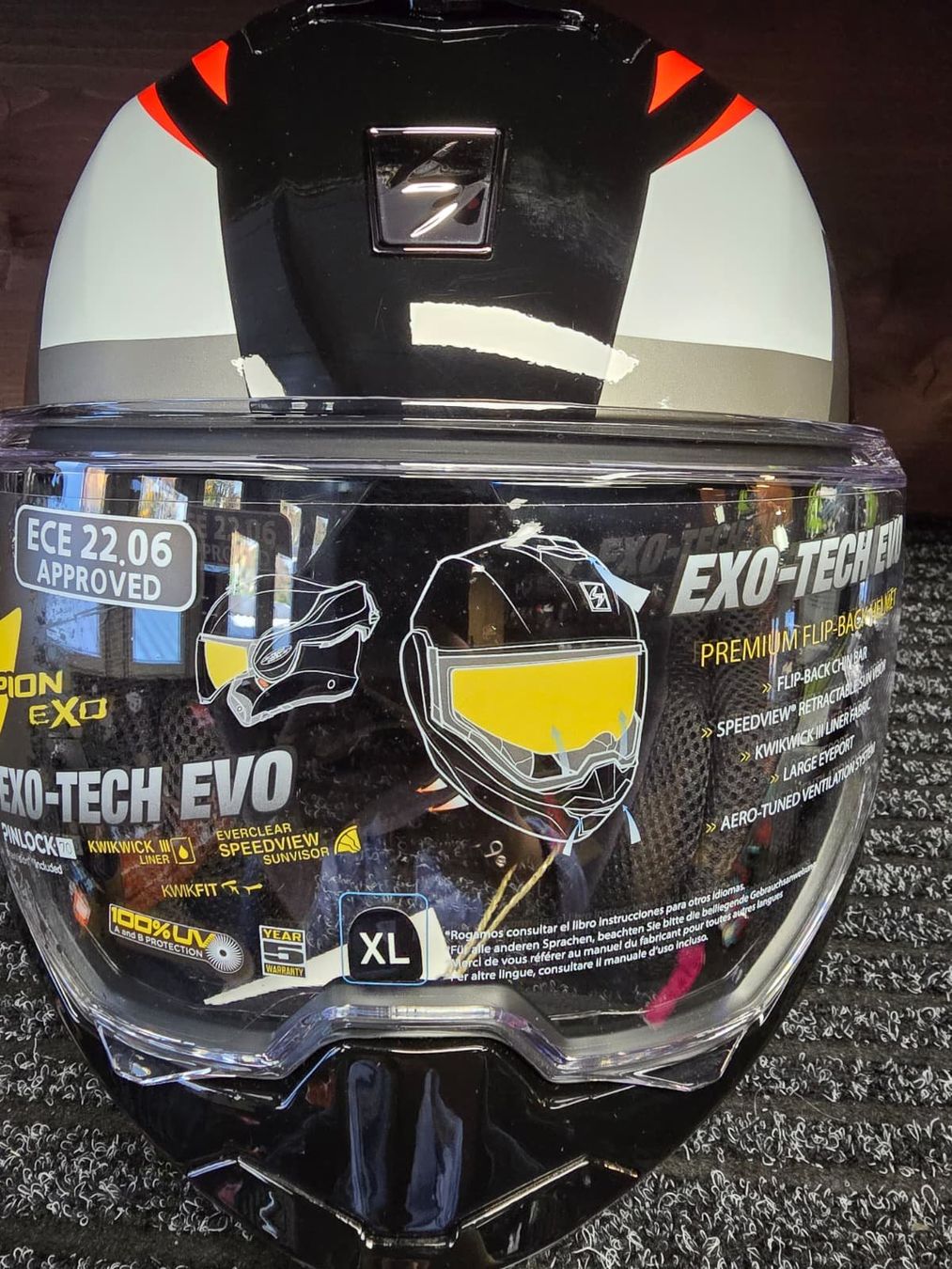 Helme & Visiere: Casque Scorpion Exo-Tech Evo Furio noir/rouge – Neu und originalverpackt aus Yverdon-les-Bains von MotoFactory. 2