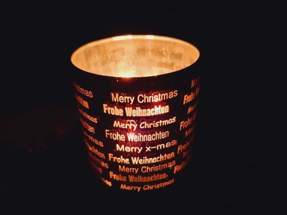 Windlicht/Teelicht braun frohe Weihnacht div. Sprachen Kaufen auf Ricardo
