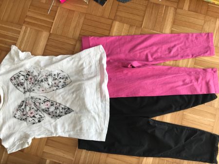 2 kürzere Leggins + T-Shirt Zara Grösse 122 - Porto 3.40