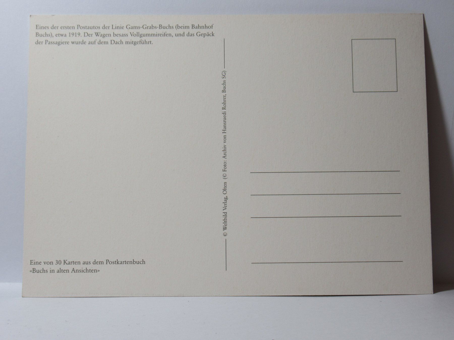 Cartoline postali: Das erste Postauto Linie Gams - Grabs - Buchs um 1919 – Nuovo (secondo la descrizione) da Grenchen venduto da Bluemchen1900 1