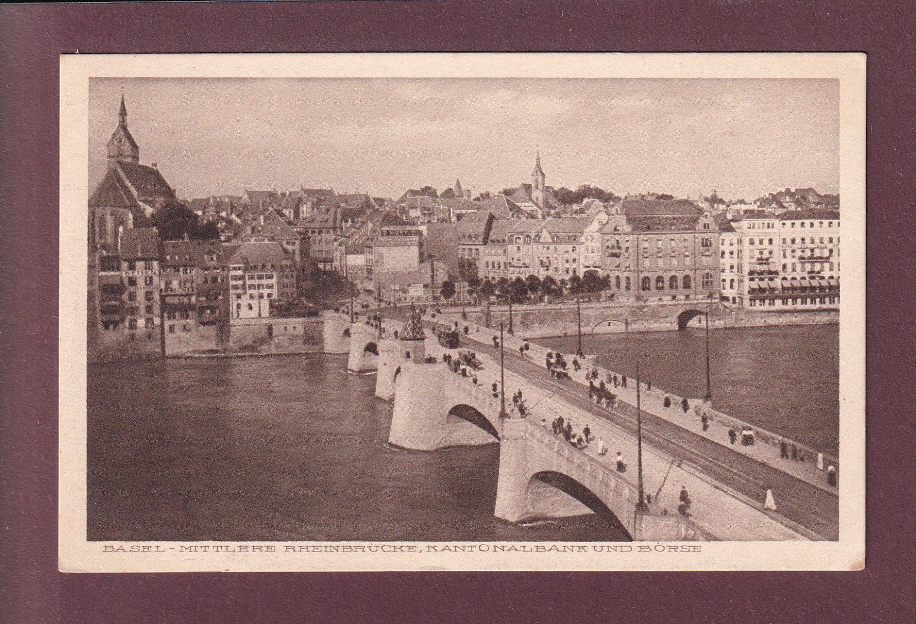 Cartoline postali: BASEL - Mittlere Rheinbrücke - 1919 – Usato da Pully venduto da nicecards