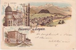 Souvenir de LEYSIN, Lihtographie mit 3 Bilder. 1900