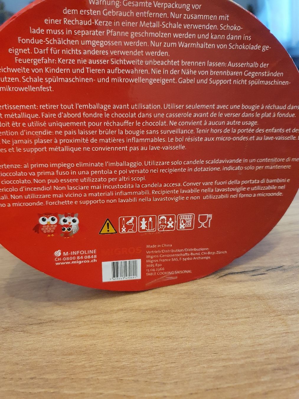 Küchengeräte: Foundue Schokolade m.Eulen Dekor – Neu und originalverpackt aus Klingnau von Fee1960 3