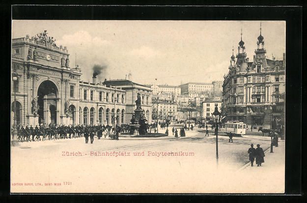 Cartoline postali: Zürich, Bahnhofsplatz und Polytechnikum – Usato da Berlin venduto da bartko-reher