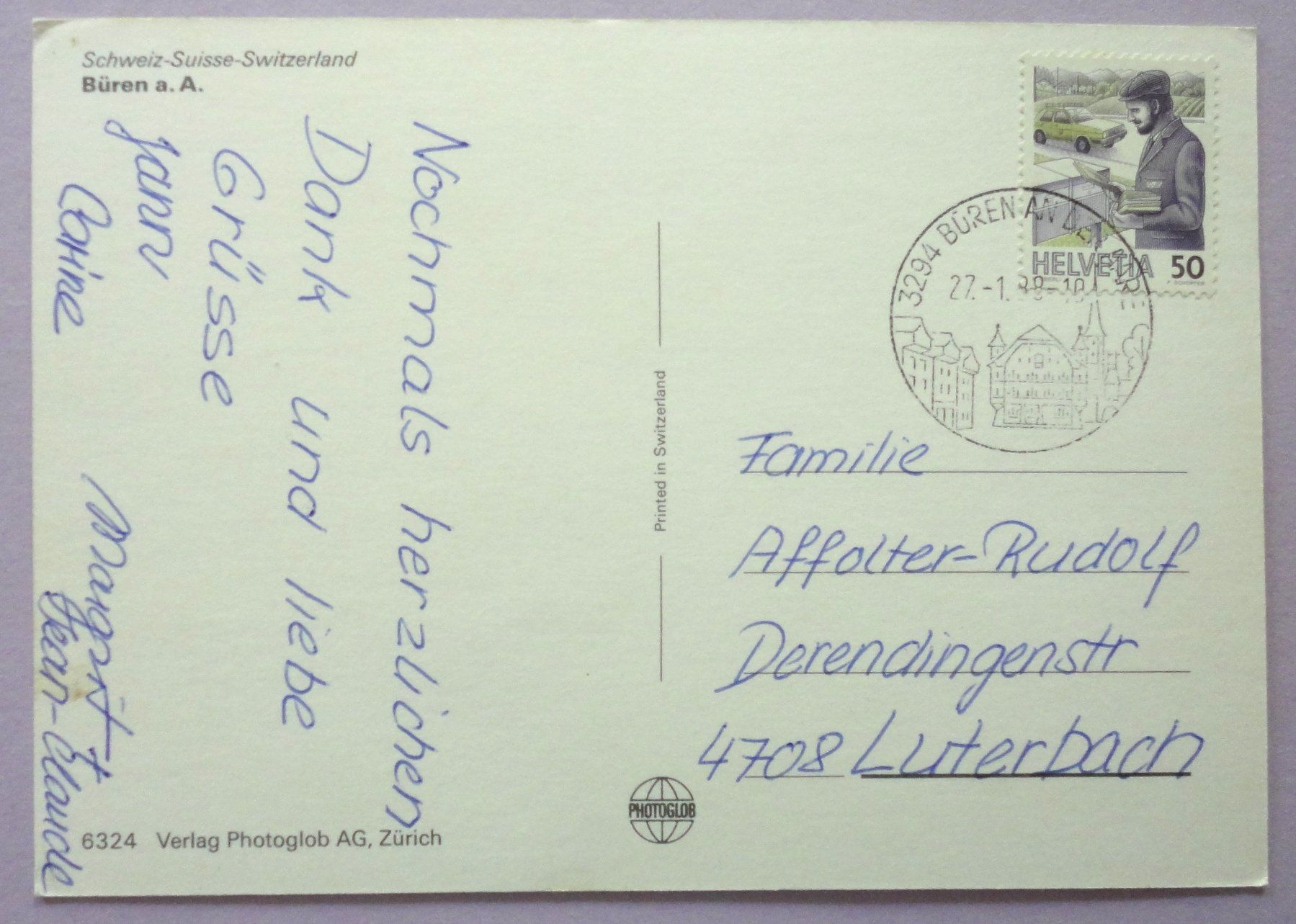 Cartoline postali: Büren a. Aare – Usato da Fétigny venduto da Billy2miny 1