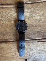 Emporio Armani Chronograph Herren Uhr Schwarz Leder
