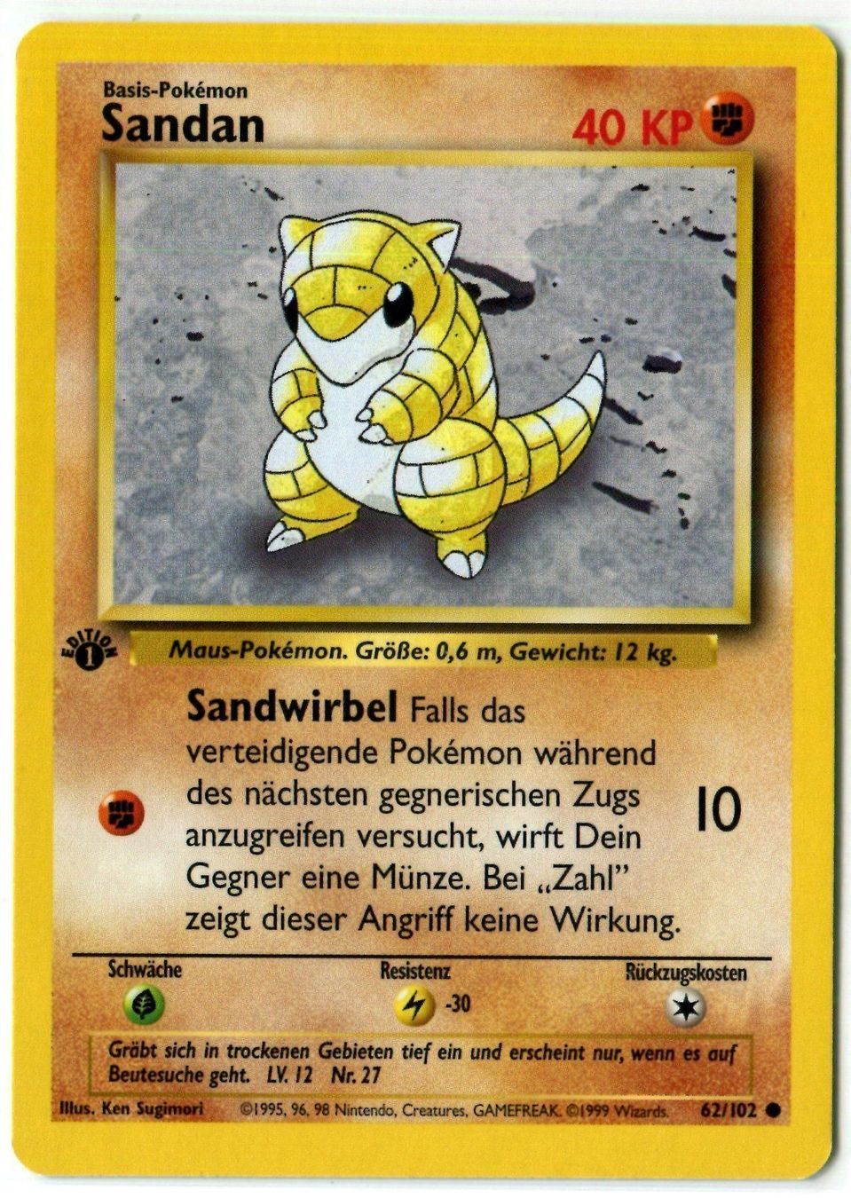 Pokémon Sammelbilder & Trading cards: Sandan Basis Set 1.Edition 62/102 Deutsch – Neu (gemäss Beschreibung) aus Dornach von Deco89