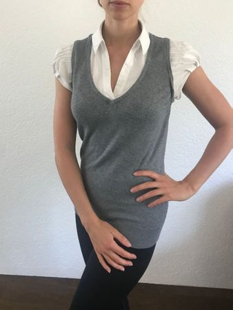 Esprit Shirt Strick mit weissem Kragen, Gr. M