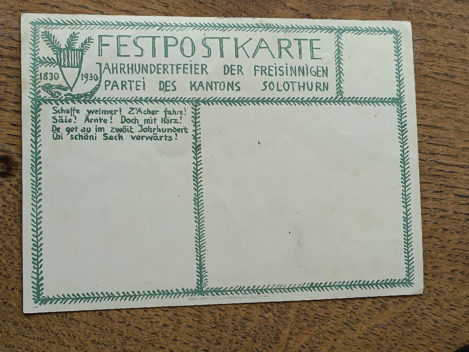 Cartoline postali: Litho PK / Feier der Freisinnigen Partei Kanton Solothurn  – Usato da Brugg AG venduto da Ente015 1