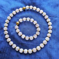 Top Rosenquarz vergoldetes Collier Halskette und Armband NEU