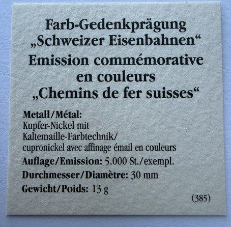Medaglie: 3 Gedenkprägungen "Schweizer Eisenbahnen" – Nuovo (secondo la descrizione) da Büren an der Aare venduto da gondola17 4