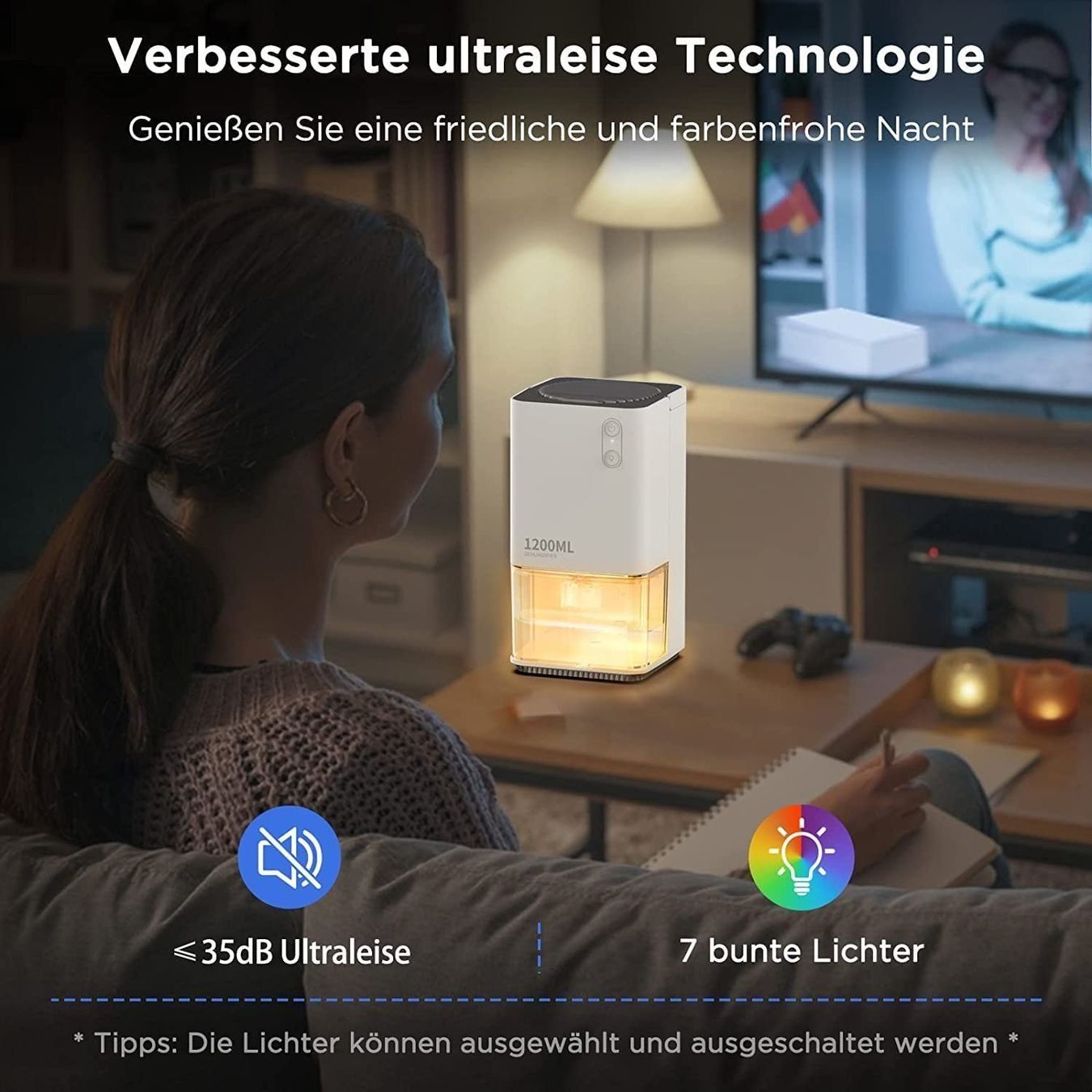 Luftentfeuchter: Luftentfeuchter mit LED 7 Farben Mini Entfeuchter – Neu und originalverpackt aus Genève von Top-Trend 6
