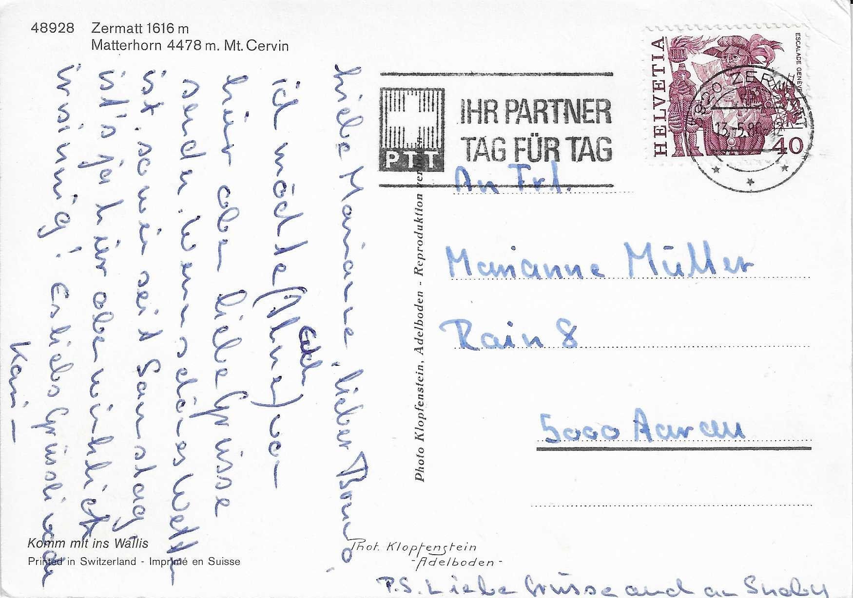 Cartoline postali: Zermatt Matterhorn VS – Usato da Rothrist venduto da Stranglehold 1