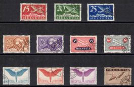 Flugpost F3 - F13 glattes Papier ʘ, Kat. 710.-