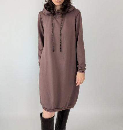 Damen Kapuzenkleid  braun lang Ärmel Glitzer guter Zustand
