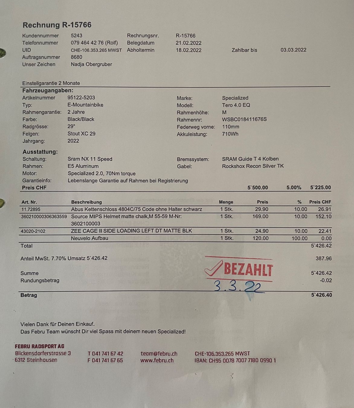 Specialized Vélos: Specialized Tero 4.0 EQ M, schwarz E-Bike – D'occasion à Cham par sterne71 5