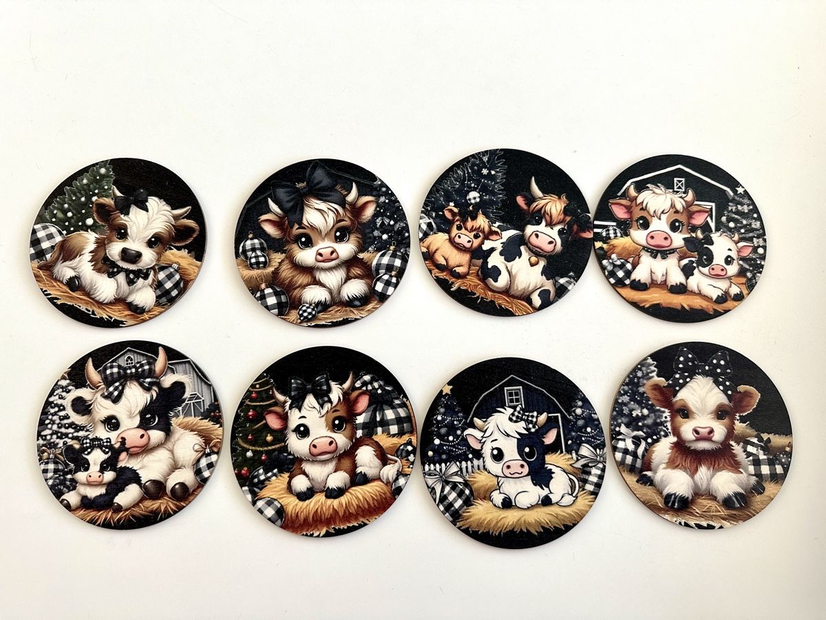 Sottobicchieri: 8 Cow Coasters, Farmhouse Decor, New – Nuovo (secondo la descrizione) da Gattikon venduto da Sarahs_Schatzkammer
