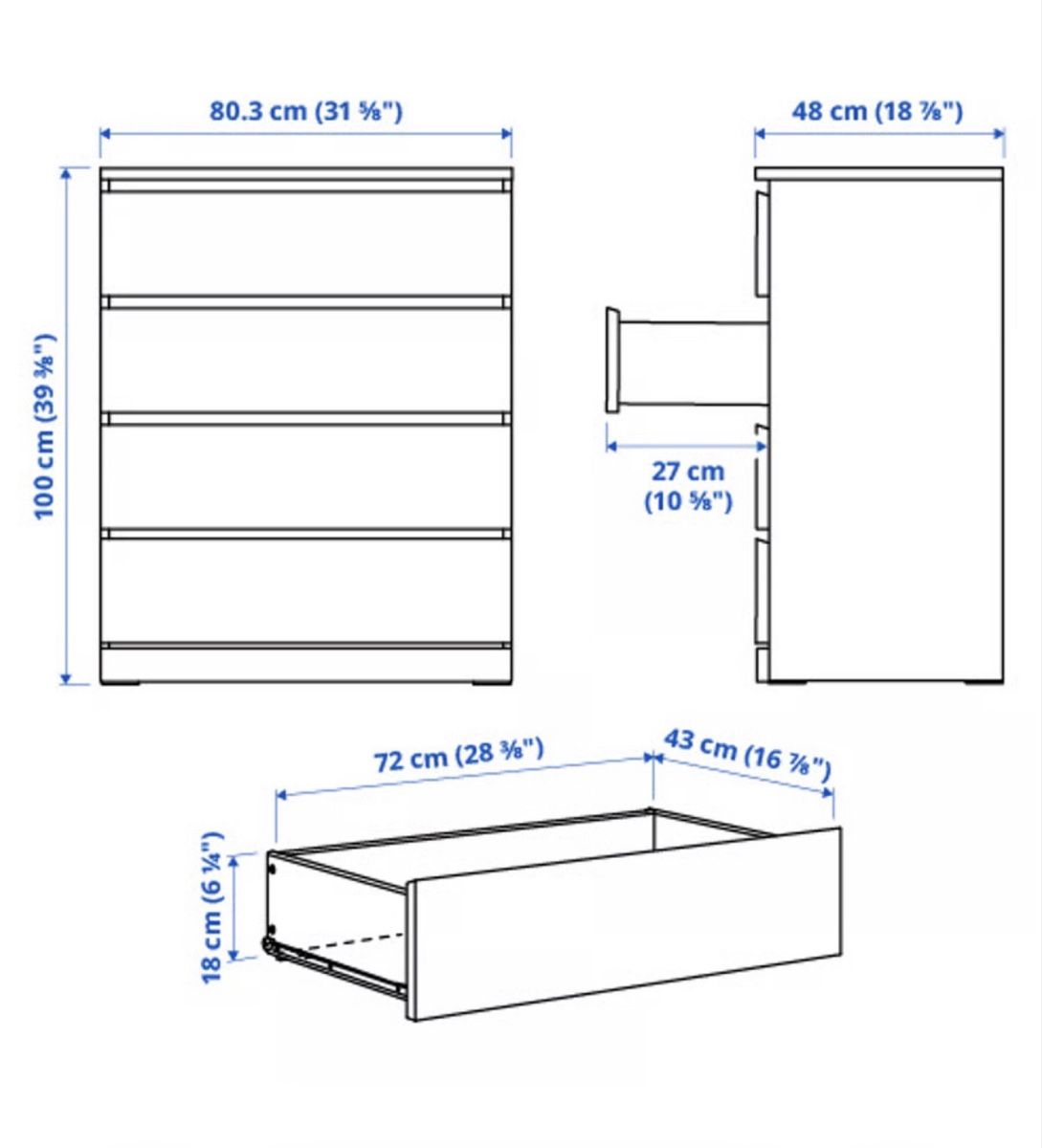 Commodes: IKEA MALM Kommode mit 4 Schubladen – D'occasion à Strengelbach par jan_7269 1